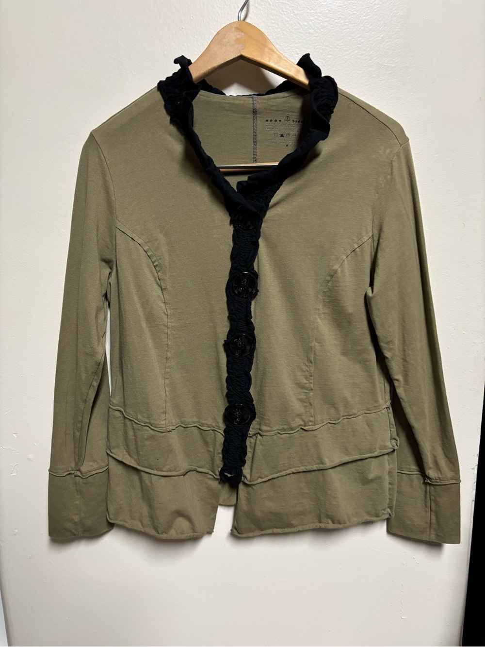 neon buddha Olive Green Jacket with Black Trim